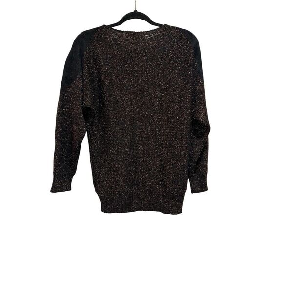 Cache‎ Sweater Womens Small Vintage Black Pullover rose Gold Lambswool Angora - Picture 4 of 5